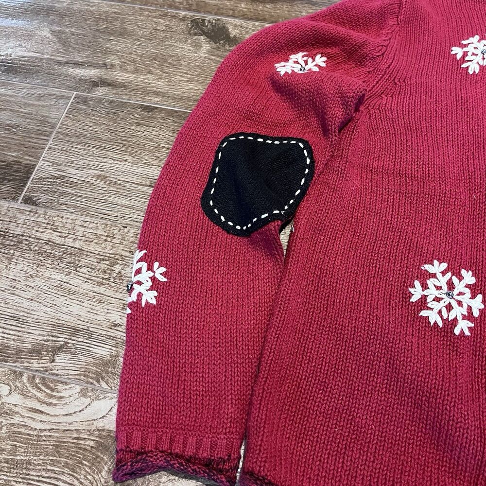 Mandal Bay Snowman Sweater Women’s Large Beaded Embroidered Snowman Mittens Zip - Picture 14 of 16